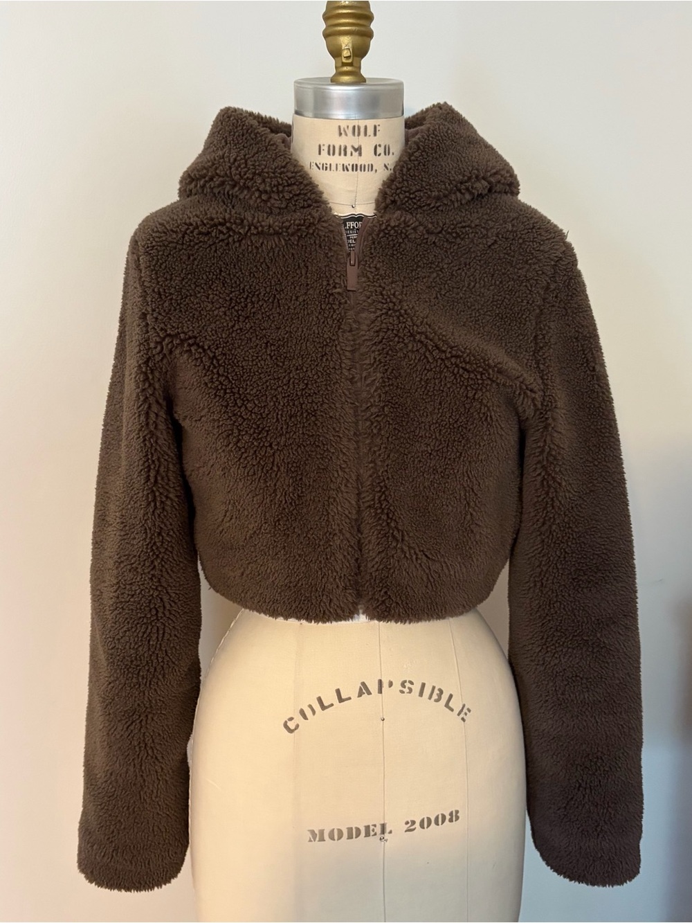Alo Yoga Crop Sherpa Jacket, Brown